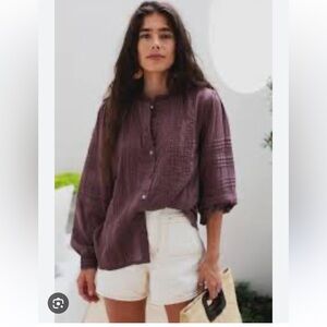 $189 Ex Voto Olivia long sleeve blouse in Plum NWT